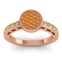 Citrine Fashion Ring In 14K Rose Gold With Lab Diamond And Peridot – Dipika Statement Ring