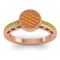 Citrine Fashion Ring In 14K Rose Gold With Peridot – Dipika Statement Ring