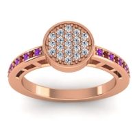 Lab Diamond Fashion Ring In 14K Rose Gold With Amethyst And Garnet – Dipika Statement Ring