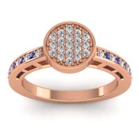 Lab Diamond Fashion Ring In 14K Rose Gold With Diamond And Swiss Blue Topaz – Dipika Statement Ring