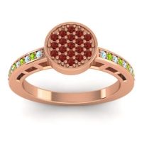 Garnet Fashion Ring In 14K Rose Gold With Aquamarine And Peridot – Dipika Statement Ring