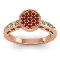 Garnet Fashion Ring In 14K Rose Gold With Emerald And Lab Diamond – Dipika Statement Ring