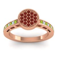 Garnet Fashion Ring In 14K Rose Gold With Peridot And Aquamarine – Dipika Statement Ring
