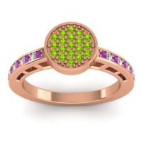 Peridot Fashion Ring In 14K Rose Gold With Amethyst And Diamond – Dipika Statement Ring
