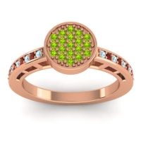 Peridot Fashion Ring In 14K Rose Gold With Aquamarine And Garnet – Dipika Statement Ring
