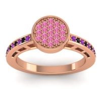 Pink Tourmaline Fashion Ring In 14K Rose Gold With Amethyst And Black Onyx – Dipika Statement Ring