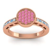 Pink Tourmaline Fashion Ring In 14K Rose Gold With Aquamarine And Blue Sapphire – Dipika Statement Ring