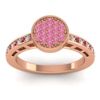 Pink Tourmaline Fashion Ring In 14K Rose Gold With Lab Diamond And Ruby – Dipika Statement Ring
