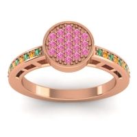 Pink Tourmaline Fashion Ring In 14K Rose Gold With Emerald And Citrine – Dipika Statement Ring