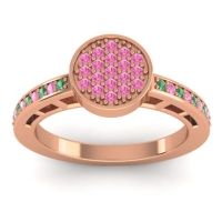 Pink Tourmaline Fashion Ring In 14K Rose Gold With Emerald – Dipika Statement Ring