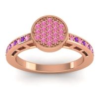 Pink Tourmaline Fashion Ring In 14K Rose Gold With Amethyst – Dipika Statement Ring