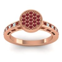 Ruby Fashion Ring In 14K Rose Gold With Garnet And Aquamarine – Dipika Statement Ring