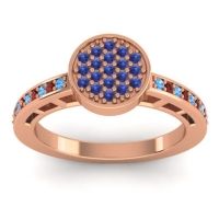 Swiss Blue Topaz Fashion Ring In 14K Rose Gold With Blue Sapphire And Garnet – Dipika Statement Ring
