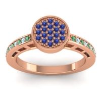 Swiss Blue Topaz Fashion Ring In 14K Rose Gold With Emerald And Aquamarine – Dipika Statement Ring