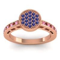 Swiss Blue Topaz Fashion Ring In 14K Rose Gold With Pink Tourmaline And Garnet – Dipika Statement Ring