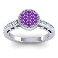 Amethyst Fashion Ring In 14k White Gold With Lab Diamond And Aquamarine – Dipika Statement Ring