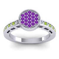 Amethyst Fashion Ring In 14k White Gold With Lab Diamond And Peridot – Dipika Statement Ring
