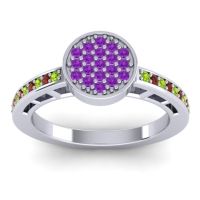 Amethyst Fashion Ring In 14k White Gold With Peridot And Garnet – Dipika Statement Ring