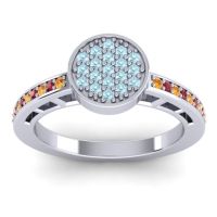 Aquamarine Fashion Ring In 14k White Gold With Citrine And Ruby – Dipika Statement Ring