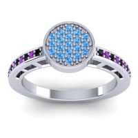 Blue Sapphire Fashion Ring In 14k White Gold With Black Onyx And Amethyst – Dipika Statement Ring