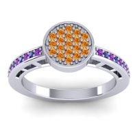 Citrine Fashion Ring In 14k White Gold With Amethyst And Swiss Blue Topaz – Dipika Statement Ring