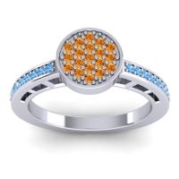 Citrine Fashion Ring In 14k White Gold With Blue Sapphire – Dipika Statement Ring