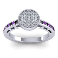 Lab Diamond Fashion Ring In 14k White Gold With Black Onyx And Amethyst – Dipika Statement Ring