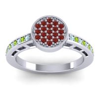 Garnet Fashion Ring In 14k White Gold With Aquamarine And Peridot – Dipika Statement Ring