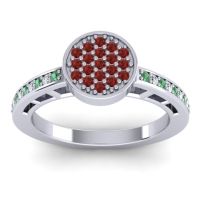 Garnet Fashion Ring In 14k White Gold With Emerald And Diamond – Dipika Statement Ring