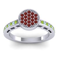 Garnet Fashion Ring In 14k White Gold With Peridot And Aquamarine – Dipika Statement Ring