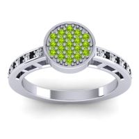 Peridot Fashion Ring In 14k White Gold With Diamond And Black Onyx – Dipika Statement Ring