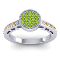 Peridot Fashion Ring In 14k White Gold With Lab Diamond And Citrine – Dipika Statement Ring