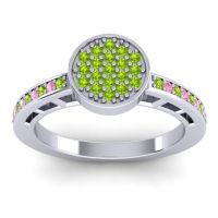 Peridot Fashion Ring In 14k White Gold With Pink Tourmaline – Dipika Statement Ring