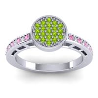 Peridot Fashion Ring In 14k White Gold With Pink Tourmaline And Lab Diamond – Dipika Statement Ring