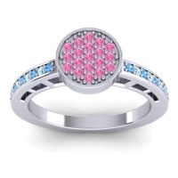 Pink Tourmaline Fashion Ring In 14k White Gold With Blue Sapphire And Aquamarine – Dipika Statement Ring