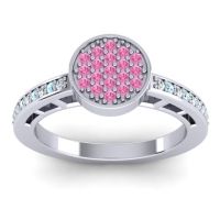 Pink Tourmaline Fashion Ring In 14k White Gold With Lab Diamond And Aquamarine – Dipika Statement Ring
