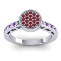 Ruby Fashion Ring In 14k White Gold With Lab Diamond And Amethyst – Dipika Statement Ring