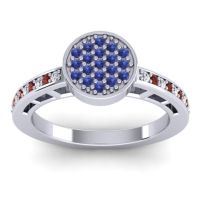Swiss Blue Topaz Fashion Ring In 14k White Gold With Lab Diamond And Garnet – Dipika Statement Ring