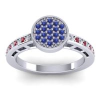 Swiss Blue Topaz Fashion Ring In 14k White Gold With Lab Diamond And Ruby – Dipika Statement Ring