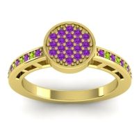 Amethyst Fashion Ring In 14k Yellow Gold With Peridot – Dipika Statement Ring