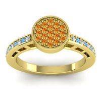 Citrine Fashion Ring In 14k Yellow Gold With Diamond And Blue Sapphire – Dipika Statement Ring