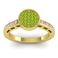 Peridot Fashion Ring In 14k Yellow Gold With Aquamarine And Pink Tourmaline – Dipika Statement Ring