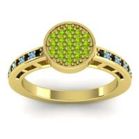 Peridot Fashion Ring In 14k Yellow Gold With Black Onyx And Blue Sapphire – Dipika Statement Ring