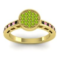 Peridot Fashion Ring In 14k Yellow Gold With Black Onyx And Pink Tourmaline – Dipika Statement Ring