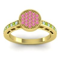 Pink Tourmaline Fashion Ring In 14k Yellow Gold With Aquamarine And Peridot – Dipika Statement Ring