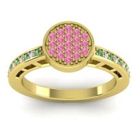 Pink Tourmaline Fashion Ring In 14k Yellow Gold With Emerald And Diamond – Dipika Statement Ring