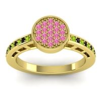 Pink Tourmaline Fashion Ring In 14k Yellow Gold With Peridot And Black Onyx – Dipika Statement Ring