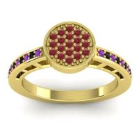 Ruby Fashion Ring In 14k Yellow Gold With Amethyst And Black Onyx – Dipika Statement Ring