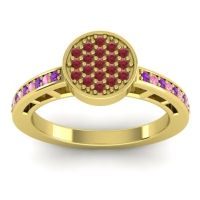 Ruby Fashion Ring In 14k Yellow Gold With Amethyst And Pink Tourmaline – Dipika Statement Ring