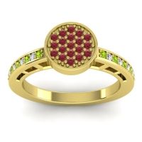 Ruby Fashion Ring In 14k Yellow Gold With Peridot And Diamond – Dipika Statement Ring
